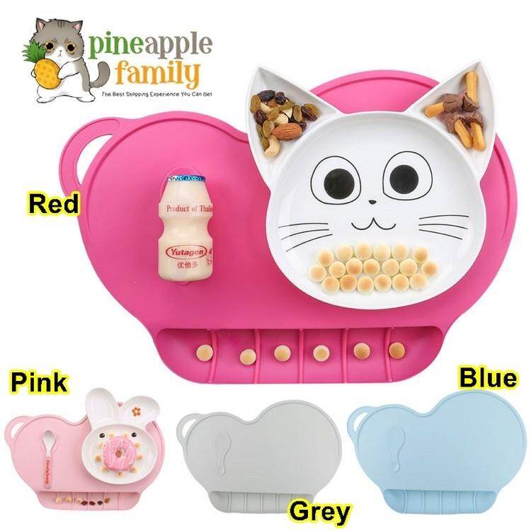 Baby Placemat Silicone Suction Child Feeding Mat Plate with Spoon for