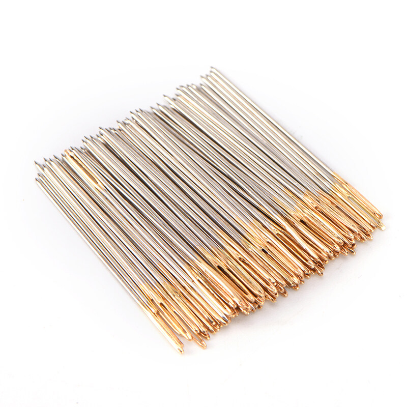 Ruing 100 Cái/lốc Vàng Đuôi Vải Thêu Cross Stitch Kim Kích Thước 24 Cho 11CT
