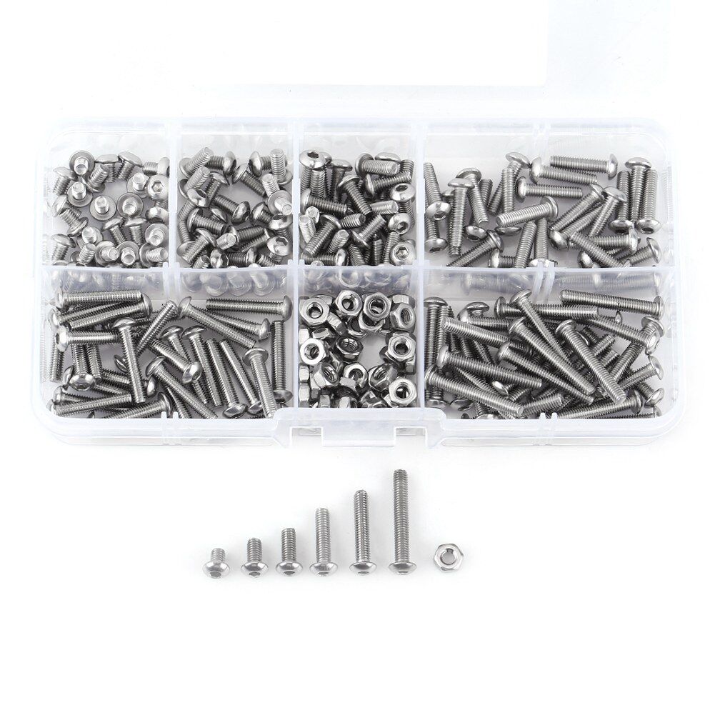 Zonejoy 230 Pcs M3 Thép Không Gỉ SS304 Măng Sông Lục Giác Ốc Vít Hình Nút Bu Lông Và Đai Ốc Với Hộp