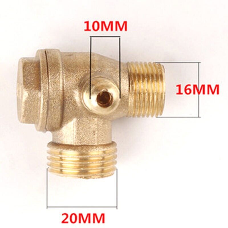 Toolstar 10X16X20มม.3พอร์ตทองเหลืองเกลียวUnidirectionalเช็ควาล์วคอมเพรสเซอร์อุปกรณ์เชื่อมต่อ