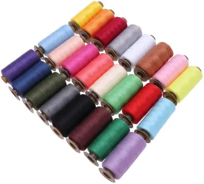 24Pcs Polyester Sewing Thread - 500 Yards /Each, 24 Colors Spools Cone Embroidery Set for Hand Craft and Machine