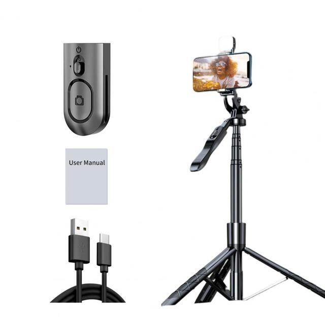 Zeallion 153cm Selfie Stick Tripod with Fill Light Wireless Remote Phone Stand Holder 1/4 Screw Interface for Gopro Camera Smartphone