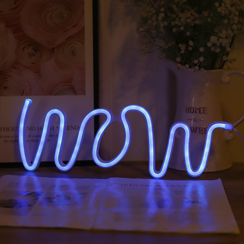 Ins Đèn Tạo Hình WOW Sáng Tạo Đèn Neon Led Đèn Tạo Không Khí Quán Bar Gắn Tường USB