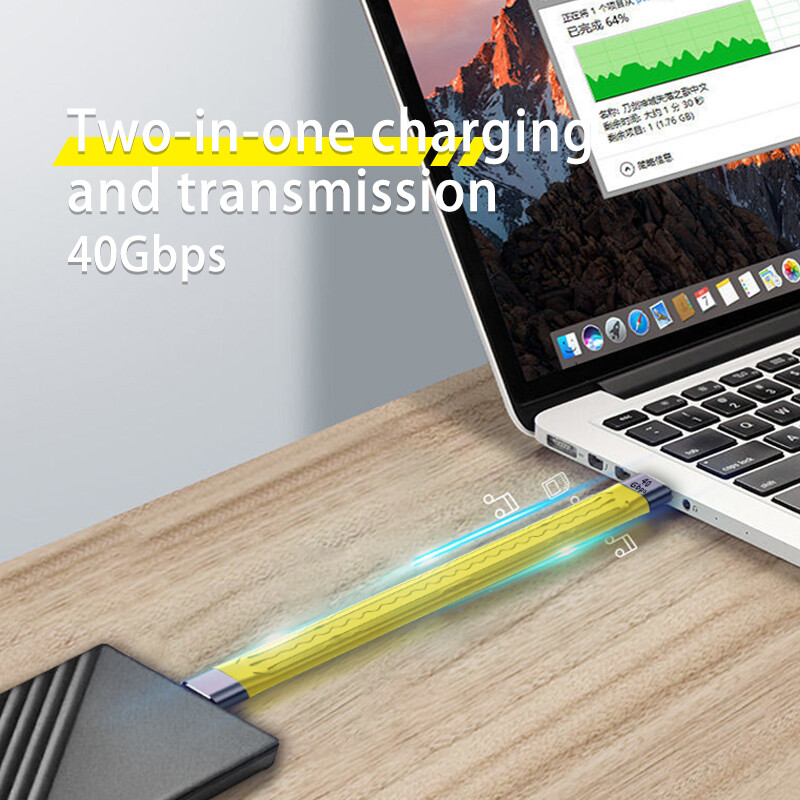 2 in 1 Type-C Cable 10Gbps/40Gbps PD 100W USB Data Cable High-speed Transmission Fast Charing Data Cord USB 3.1 for Mobile Phone