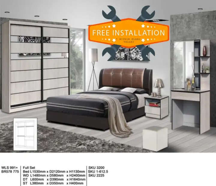 Eureka Design 991 Bedroom Set 5x8ft Wardrobe Queen Bed Dressing Eureka Design 991 Bedroom Set 5x8ft