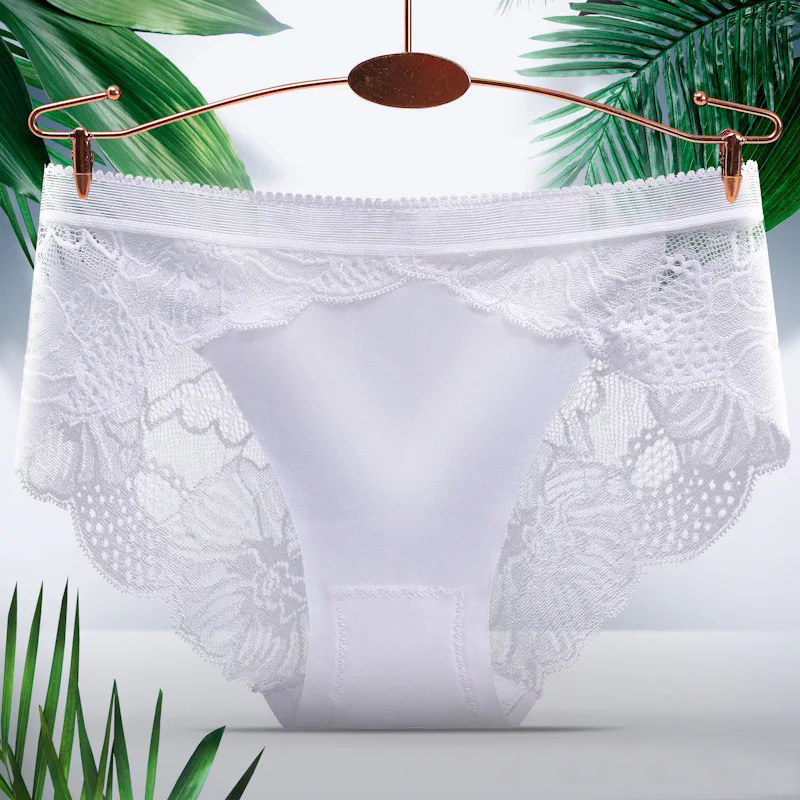 Lizida Women's Ice Silk Lace Sexy Briefs Soft Healthy Antibacterial Panties