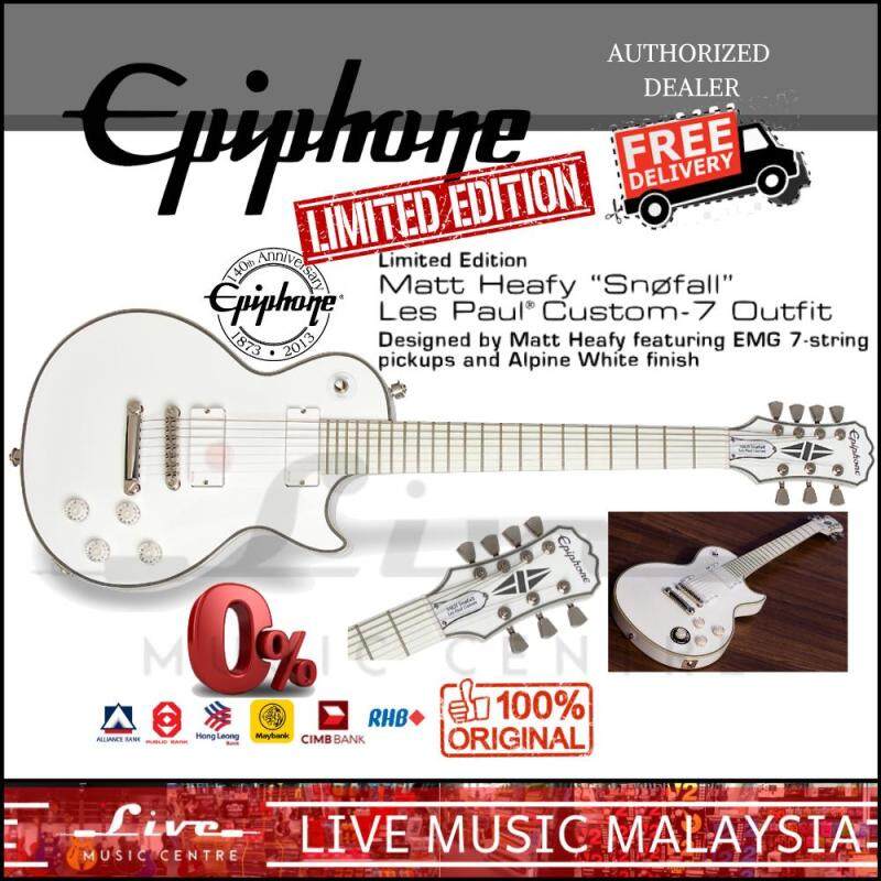 Epiphone Limited Edition Matt Heafy Snofall Les Paul Custom-7 Outfit Electric Guitar, Alpine White Malaysia
