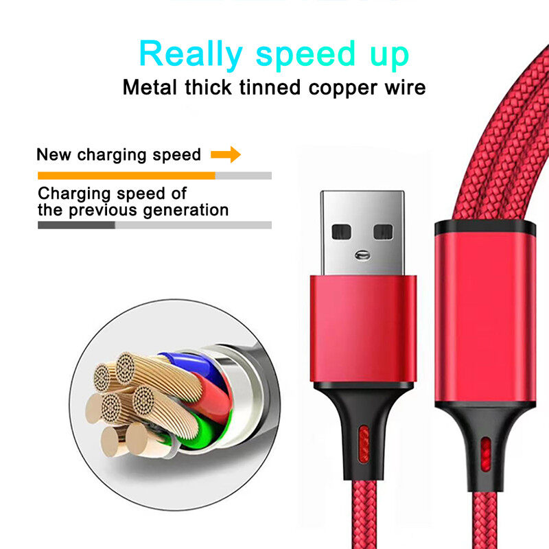 3 in 1 USB Cable Fast Charging USB Type-C Cable for iPhone 14 13 Pro Samsung Xiaomi Micro Lightning Data Cord