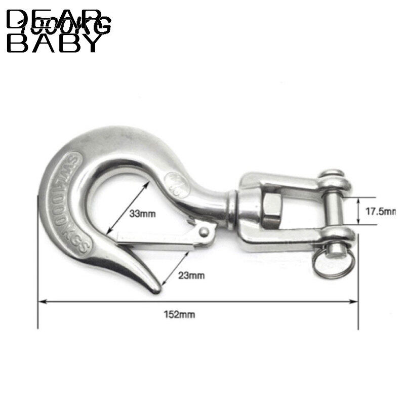 Lifting Hook Land Transportation 304 Stainless Steel Swivels Lifting Hook Steel Eye Hook with Latch Rigging Accessory 650kg/1000kg for Forestry Machinery 650kg 