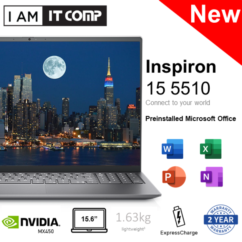 Dell Inspiron 15 5510 3085MX2G-W10 / 5510 3785MX2G-W10 15.6 FHD Laptop ( i5-11300H , i7-11370H /8GB/512GB SSD/MX450/W10 ) FOC Backpack Malaysia