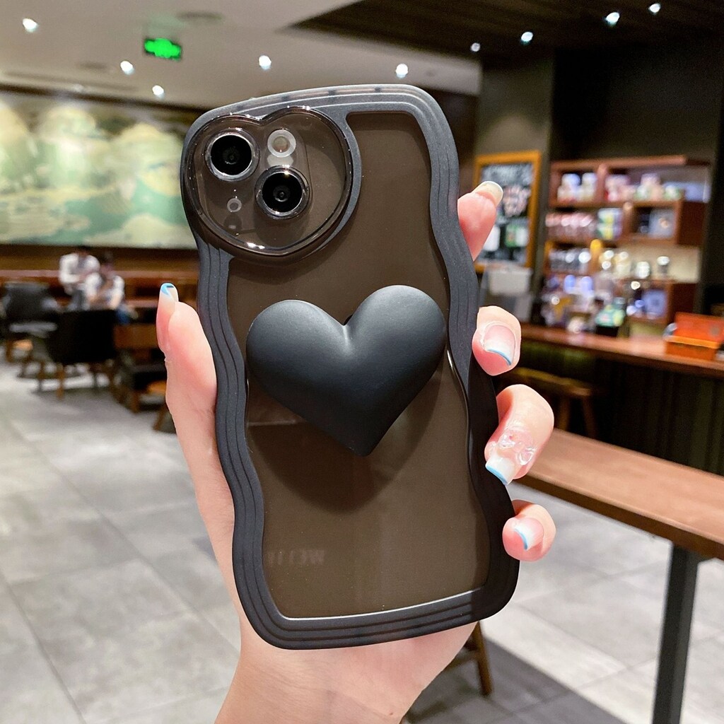 Hoce cute wave shape 3d phone case for iphone 14 13 12 11 pro max x xr xs max 14 plus soft silicone love heart lens back cover