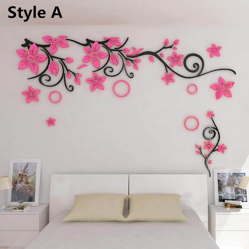 3D Hoa Arcylic Decal Dán Tường TRUYỀN HÌNH Nền Trang Trí Tường TỰ LÀM Nghệ Thuật Trang Trí Nhà Nhà Thời Trang Trang Trí Dán