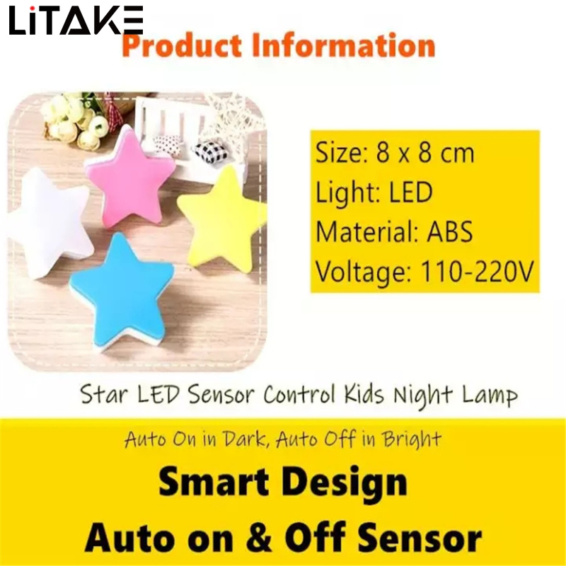 Induction Mini Star Shape Led sensor Control Night Light For Kids Bedroom Bedside Baby Sleep Light Low Power Consumption Bedside Lamp