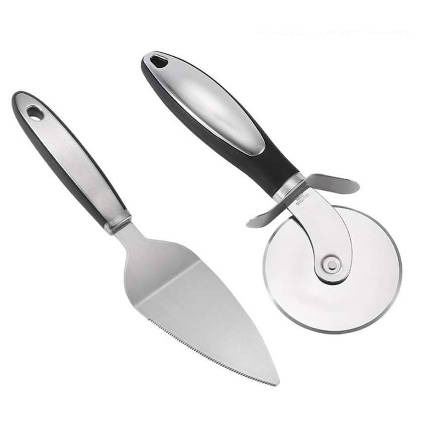 2PCS Pizza Cutter Wheel Pizza Server Set, Quality Stainless Steel Pizza Cutter, Very Sharp Pizza Cutter Slicer with Non Slip Handle for Pizza, Pies, Dough Cookies and Waffles