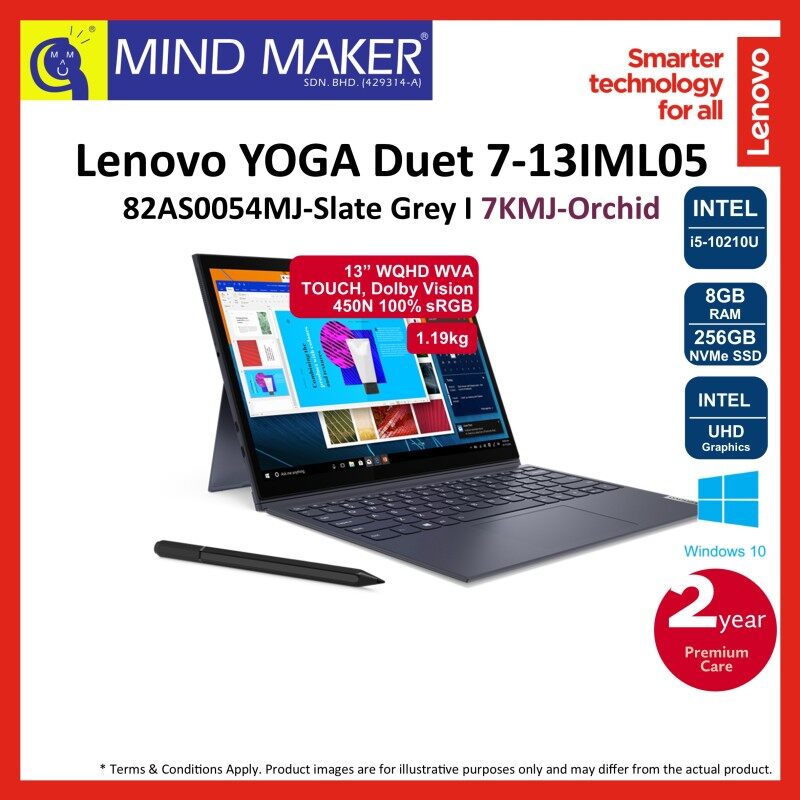 Lenovo YOGA Duet 7‐13IML05 82AS0054MJ Slate Grey/ 7KMJ Orchid 13 WQHD NoteBook (i5‐10210U/8GB/256GB NVMe SSD/UHD Graphics/Win10) Malaysia