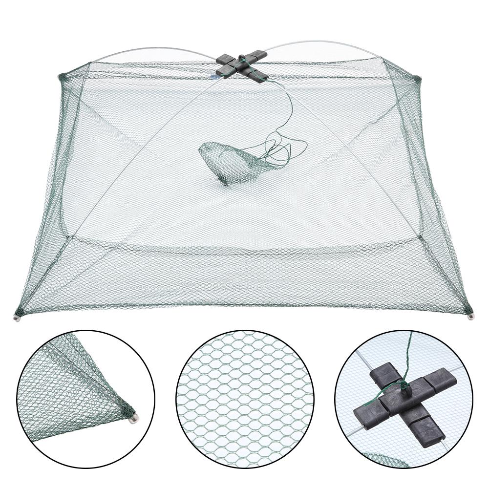 Portable Folding Square Fishing Net Fish Network Crab Shrimp Cage Mesh Trap