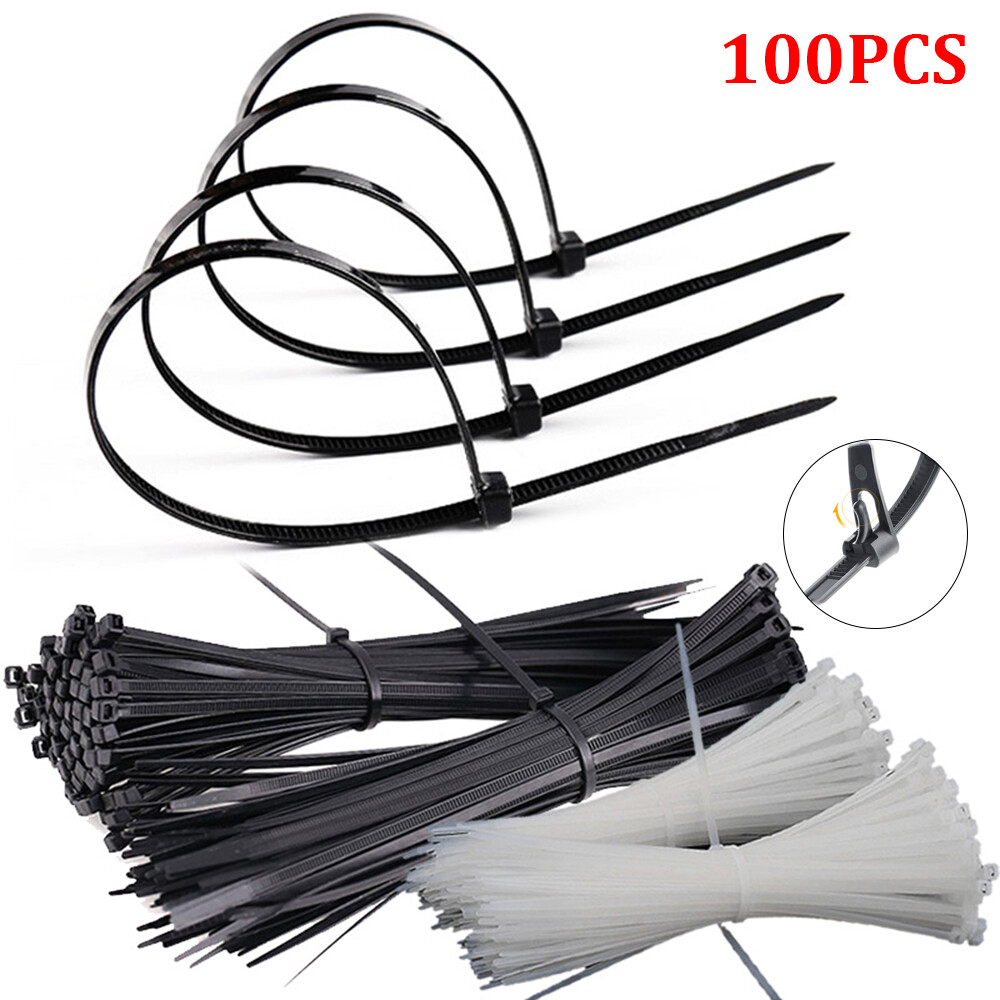 100Pcs Strong Cord Organizer Releasable Self-locking Wire Binding Cable Tie Wrap Strap Zip Ties