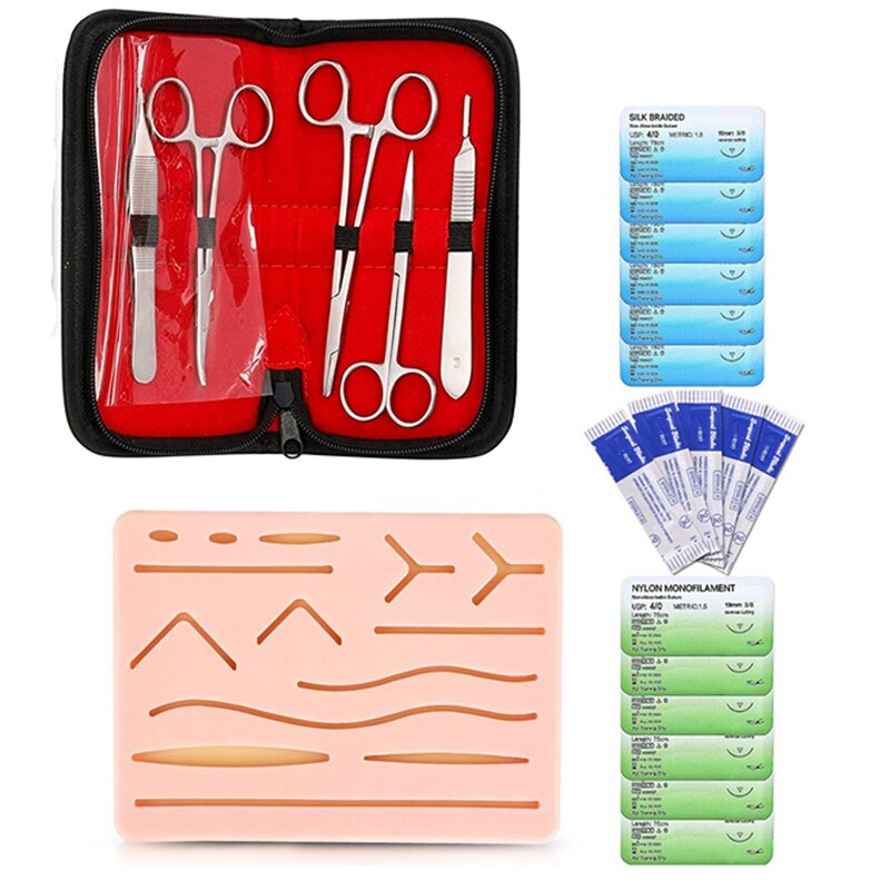 Complete Suture Kit for Students,Including Silicone Suture Pad and