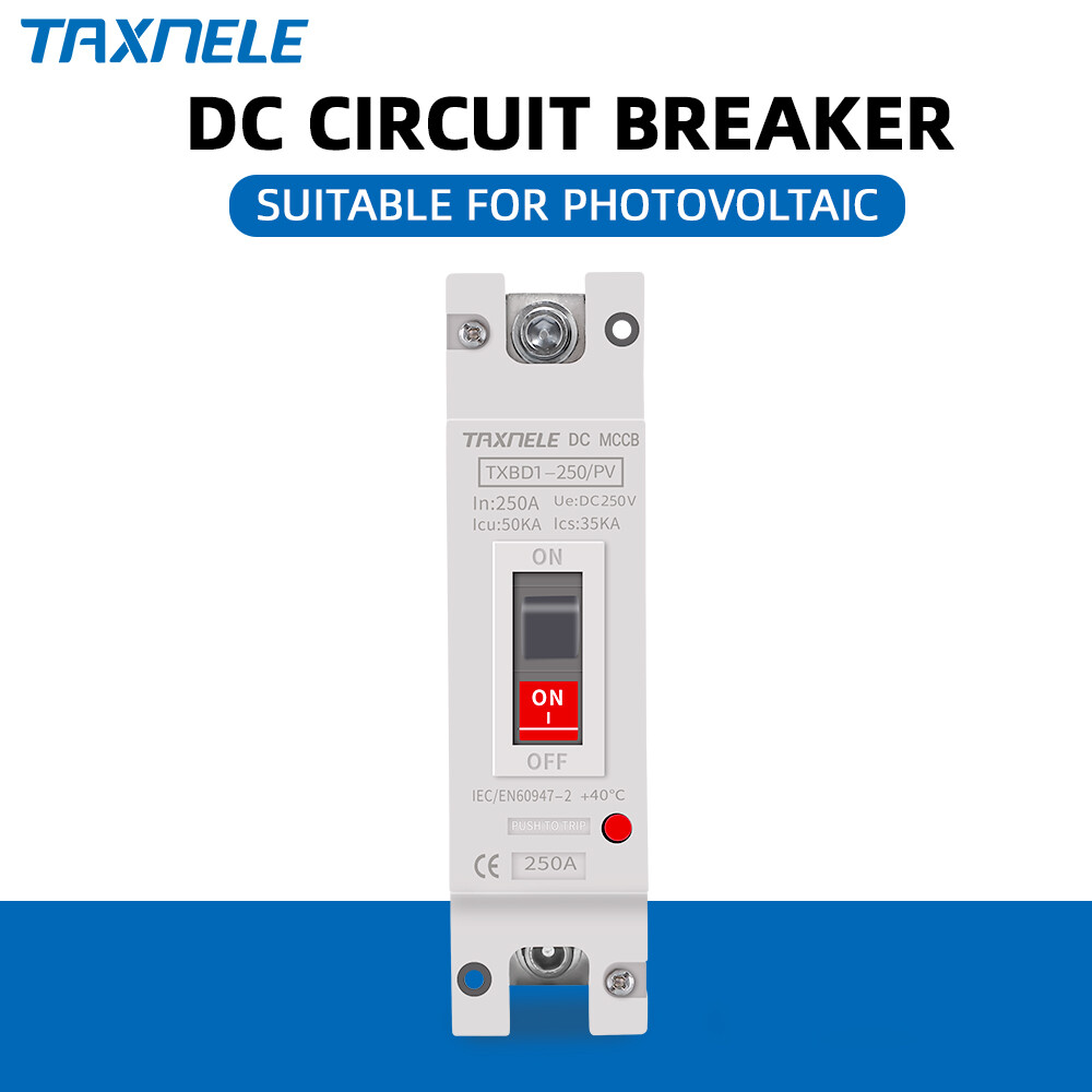 Dc circuit breaker mccb overload protection switch 1p 150a 250a 250v pv solar molded case protector short circuit photovoltaic