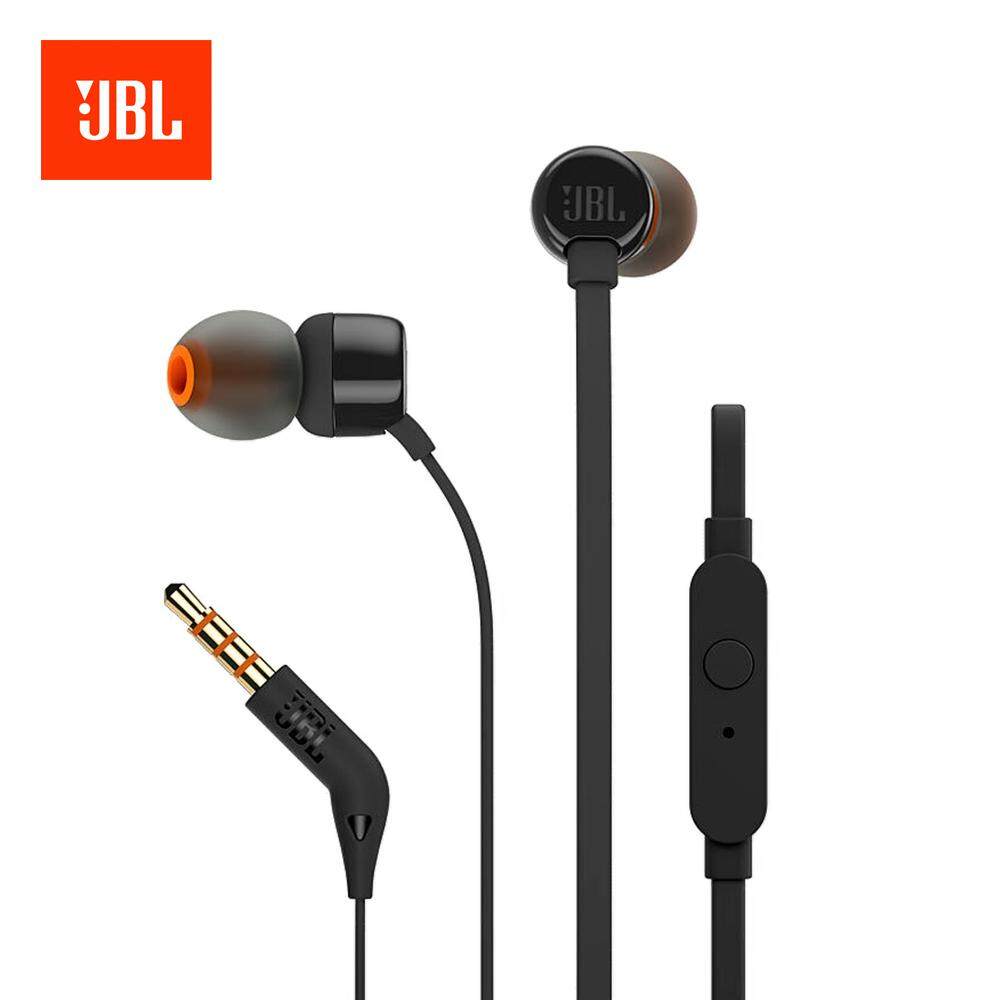 JBL T110 หูฟังแบบใส่หูพร้อมไมโครโฟนมีสายหูฟัง 3.5 มม.หูฟังแจ็คสำหรับ Huawei Xiaomi ซัมซุงโทรศัพท์มือถือคอมพิวเตอร์แท็บเล็ต