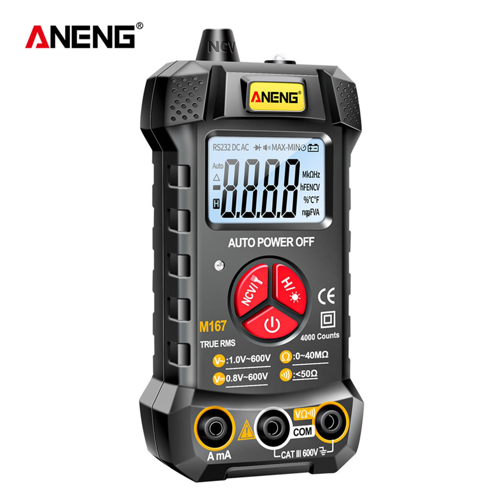 ANENG Đồng Hồ Vạn Năng Kỹ Thuật Số Thông Minh M167 Vôn Kế Tự Động Nhận Diện 4000 Đếm Ampe Kế Bút Kiểm Tra Điện Có Đèn Nền Màn Hình LCD Đèn Pin Điện Áp AC DC/Điện Trở Dòng Điện Kiểm Tra Dây Trực Tiếp