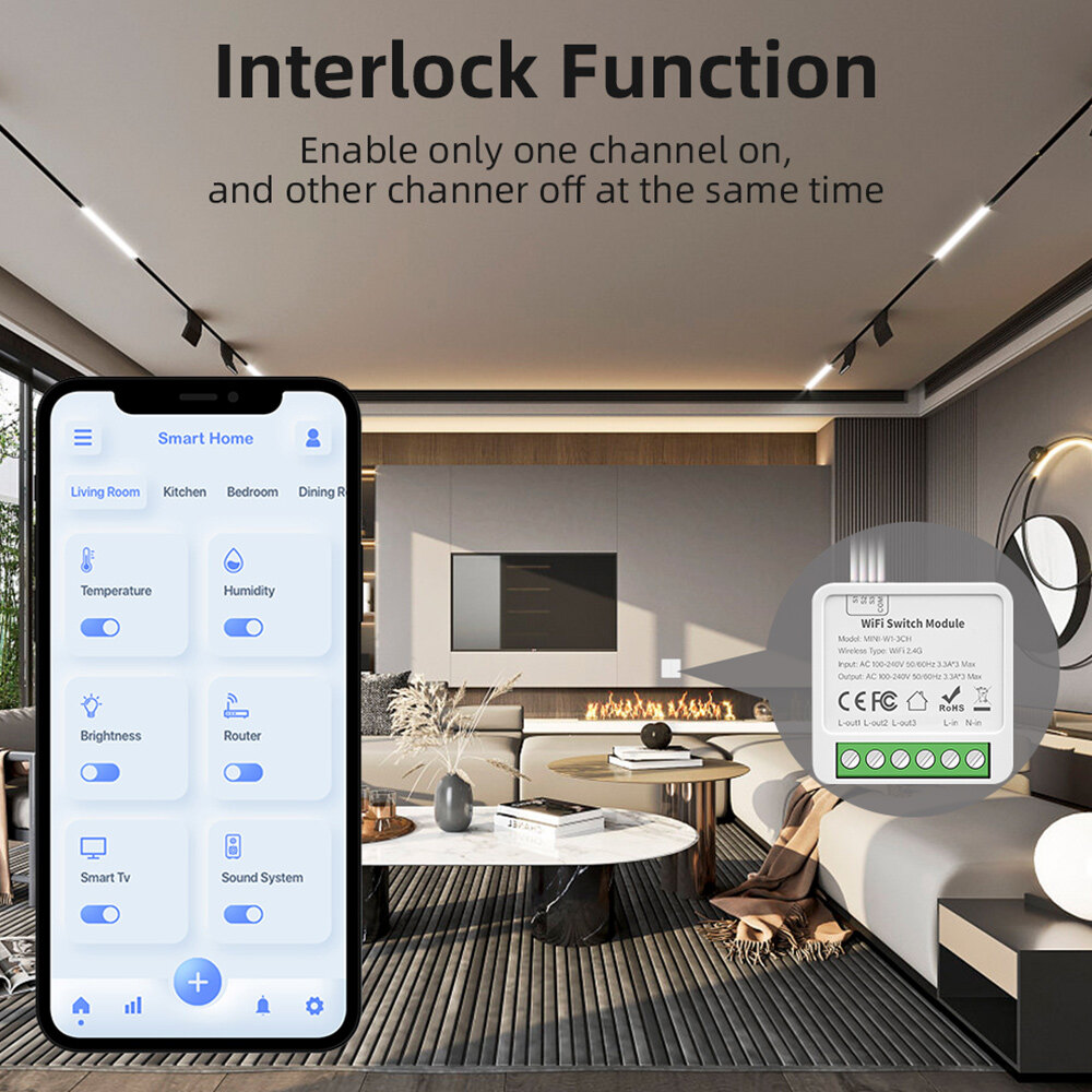 E Life Smart Store Tuya Wifi Smart Light Switch Module Supports 2 Way Control App Remote Control DIY Breaker 100-240V 2/3/4 Gang Tuya Smart WiFi Light Switch Mini Smart Circuit Breaker Smart Life Control Works For Alexa Google Home