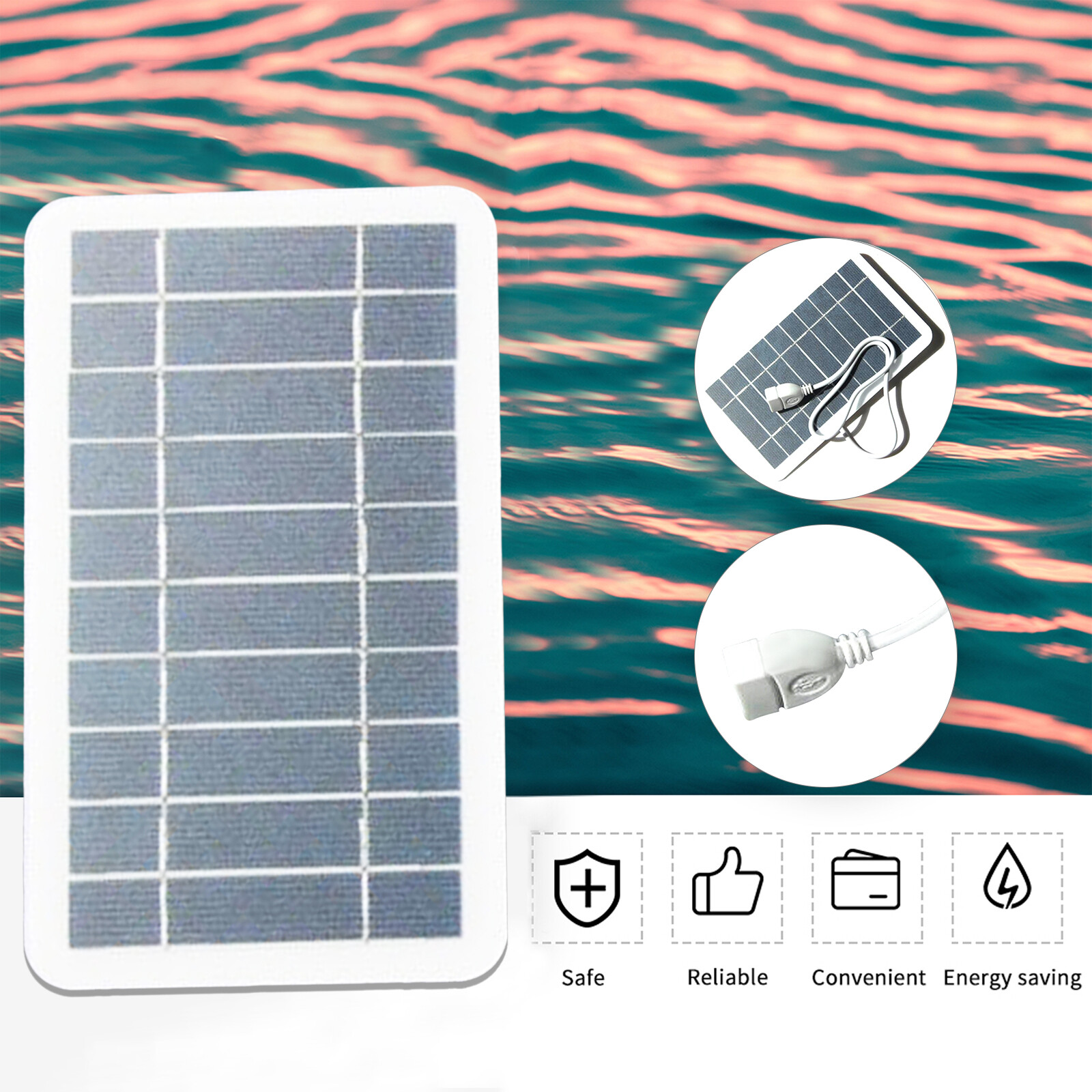 KKmoon Tấm Pin Năng Lượng Mặt Trời Nhỏ 5W/2W 5V Kèm USB Tấm Pin Mặt Trời Silicon Đơn Tinh Thể Tự Làm Tấm Pin Năng Lượng Mặt Trời Di Động Cắm Trại Chống Nước Cho Điện Thoại Di Động