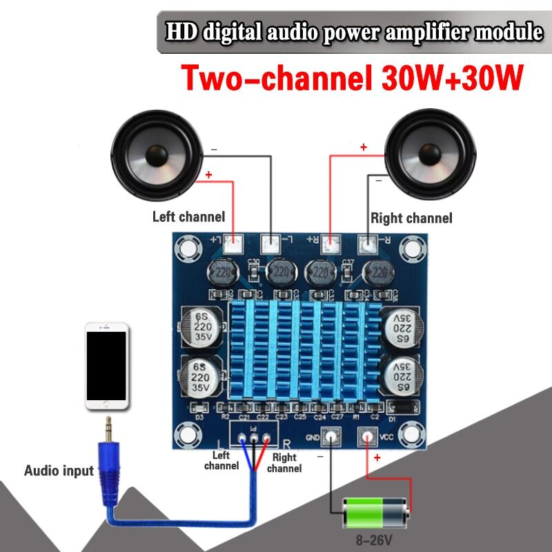 TPA3110 XH-A232 30W + 30W 2.0 Channel สเตอริโอเครื่องขยายเสียง DC 8-26V 3A C6-001