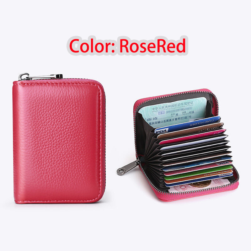Genuine Leather Credit Card Wallet Men and Women Fashion ID Card Holder Walet Slim Small Business Card Holders Bag