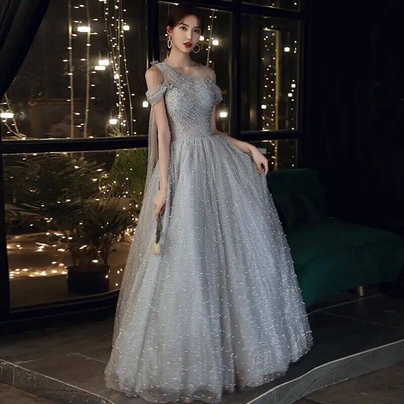 Eaglely Luxury Bling Bling Sequins Glitter Elegant Classy Formal Event Pink Evening Dress Dinner 6550