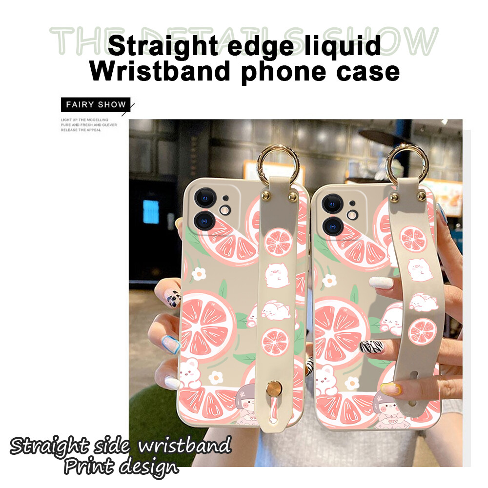 Mobile Phone Case Casing Tecno Camon 17/Spark 7 Pro/KF8/Tecno Spark 7/Spark 7T/KF6P(With WristStrap)Rabbit Case Square Edge Liquid Silicone Casing Full Cover Camera Shockproof Protection Cases