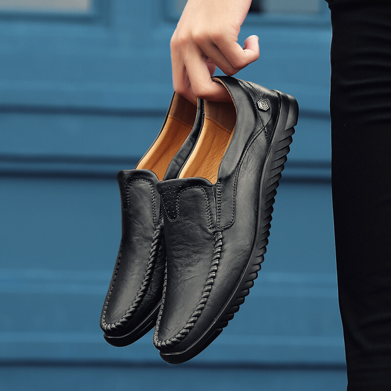 Men's Genuine Leather Shoes Luxury Casual Footwear Breathable Slip On Boat For Men 2023 Size 38-44 YCHION