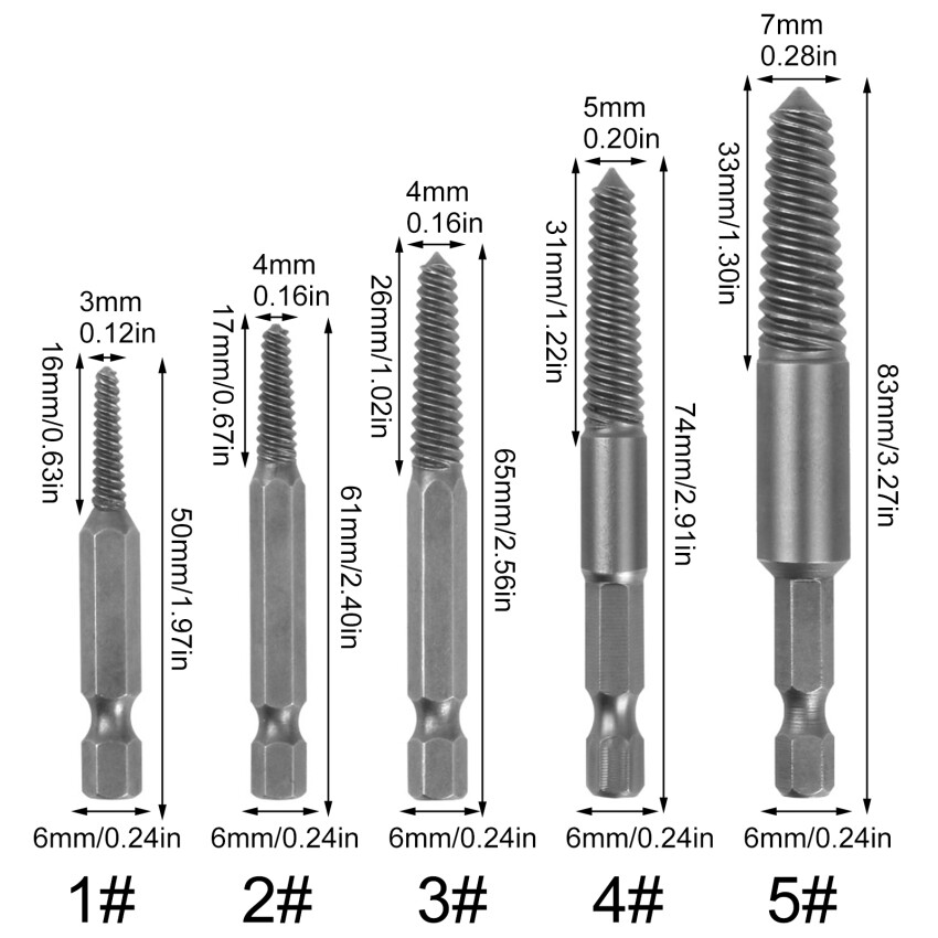 5 Cái Dụng Cụ Tháo Vít Bị Phá Hủy Dụng Cụ Tháo Đầu Vít Cán Lục Giác