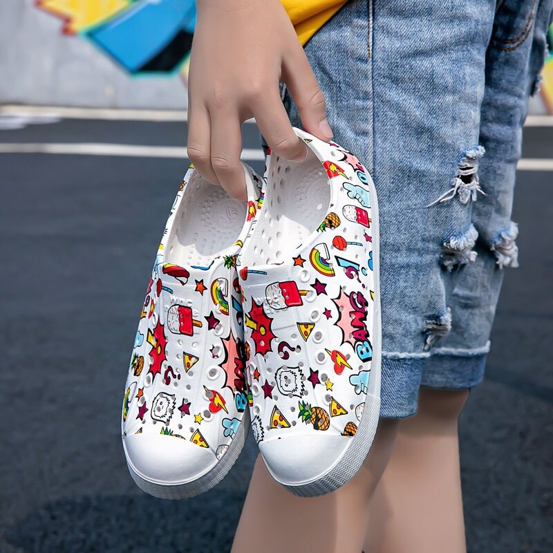 QiaoYiLuo New Cave Shoes Couples Graffiti Men & Women Sandals Wading In The Wind Casual
