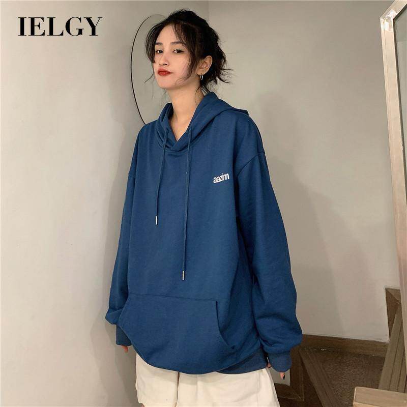 IELGY Women's clothes Loose Jackets Tops Hoods Thin Letters Sweaters Pink Long sleeves