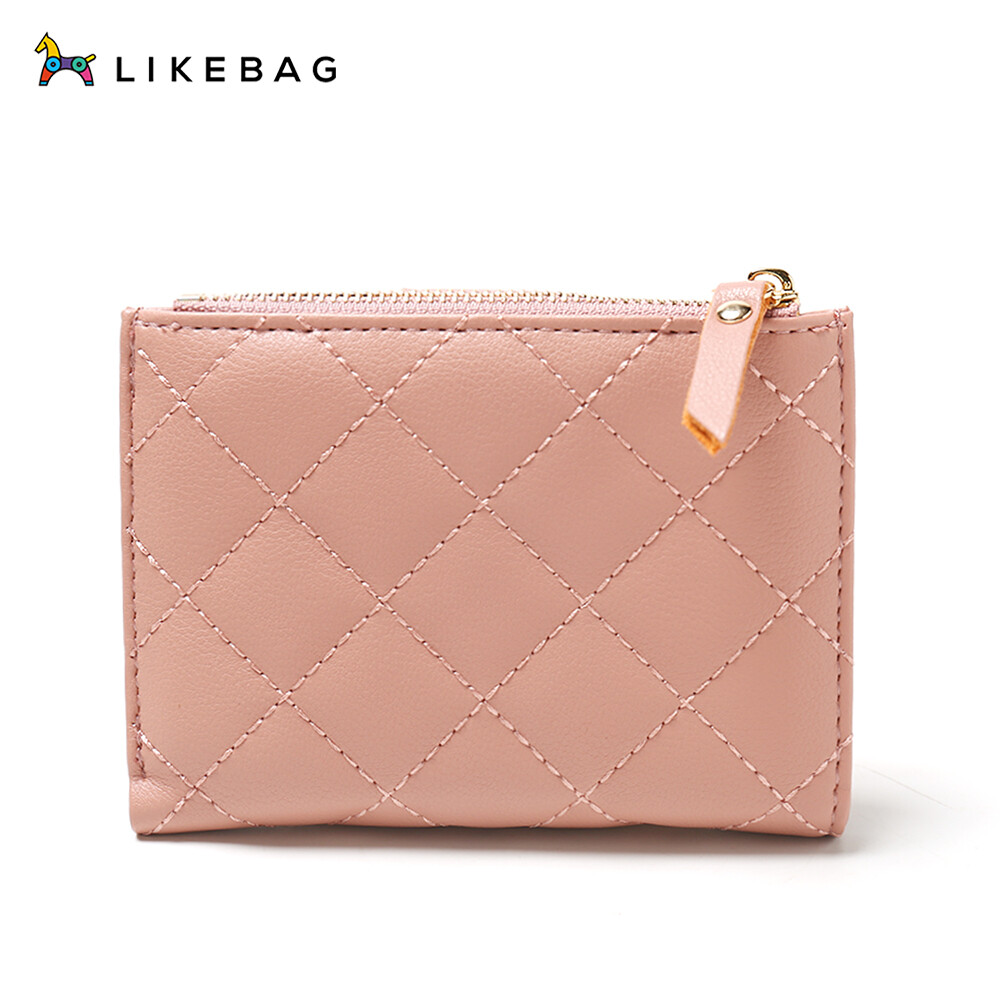 Ví Ngắn LIKEBAG Ví Gấp Da PU Màu Trơn