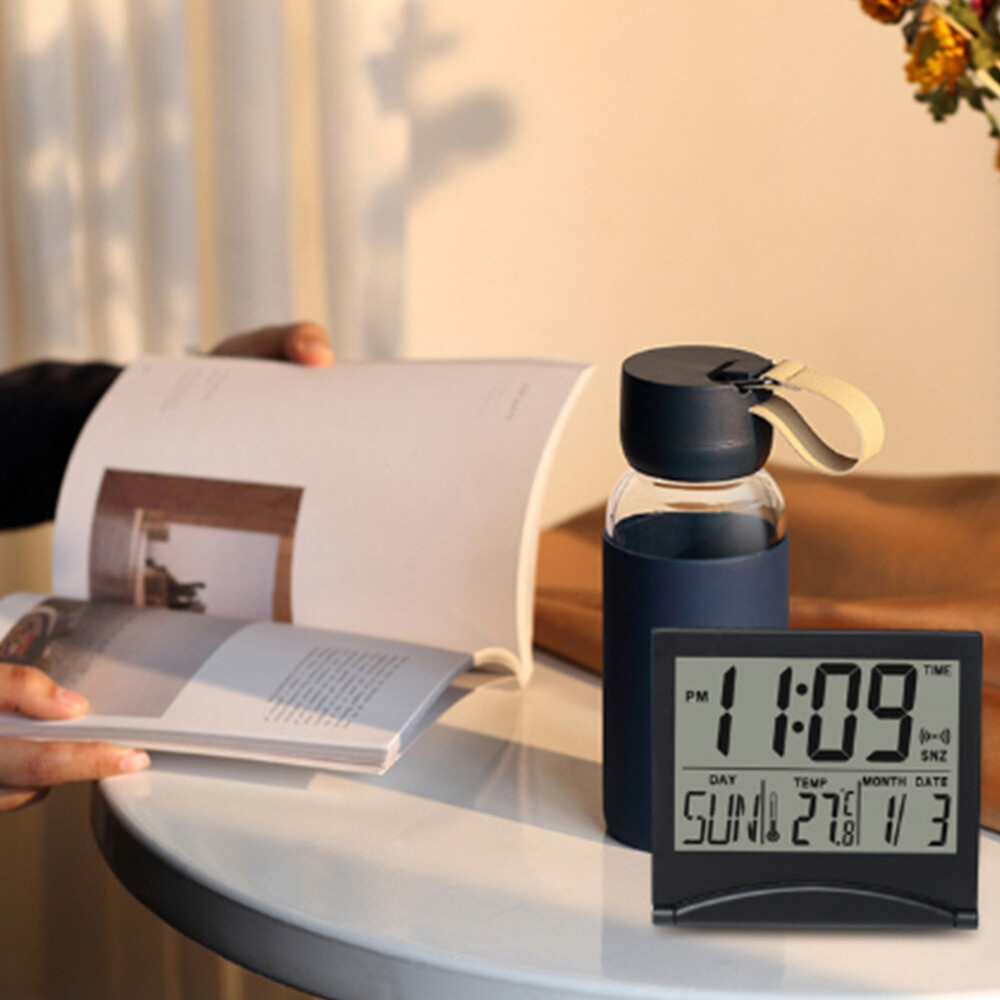 Foriot Foriot Foldable desktop LCD electronic clock multi-function date alarm clock simple and convenient ultra-thin travel clock