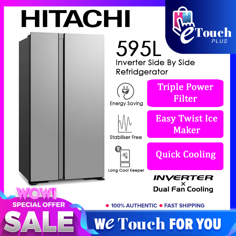 HITACHI INVERTER Side By Side Glass Series RS800PM0 (GS) REFRIDGERATOR PETI SEJUK Lazada