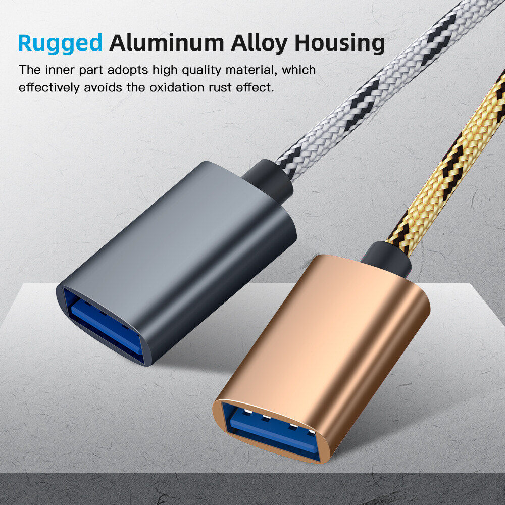 Kebidumei 2 In 1 USB 3.0 OTG Adapter Cable Nylon Braid Micro USB Type C Data Sync Adapter for Samsung