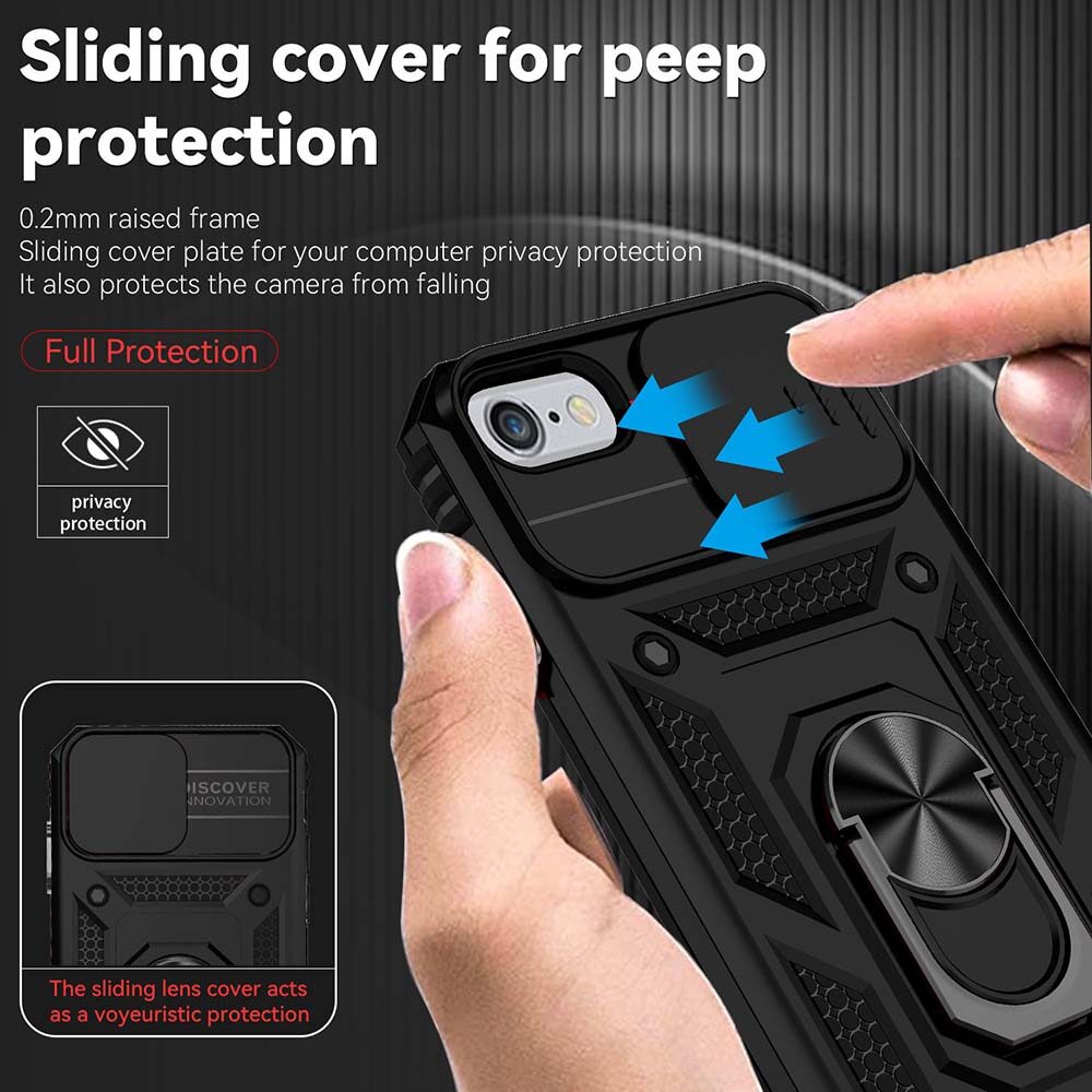 For iPhone 6/7/8/SE 2020/SE 2022 Phone Case,Sergeant Push Window Protection Camera Armor Ring Bracket Back Cover
