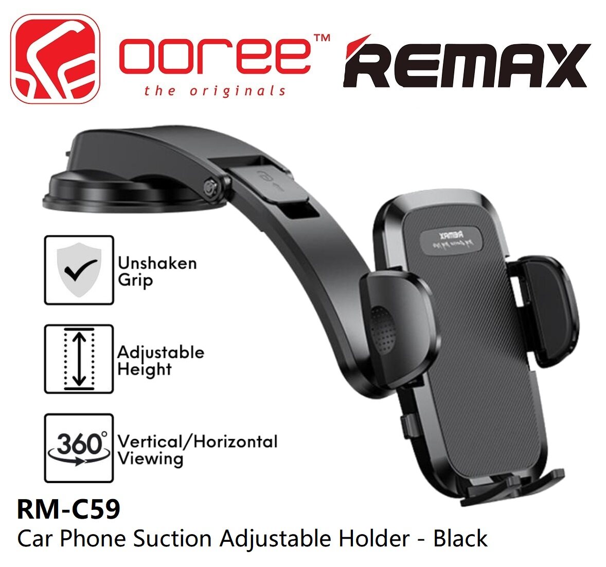 REMAX RM-C59 CAR HOLDER WITH SUCTION ADJUSTABLE DASHBOARD HOLDER PHONE ...