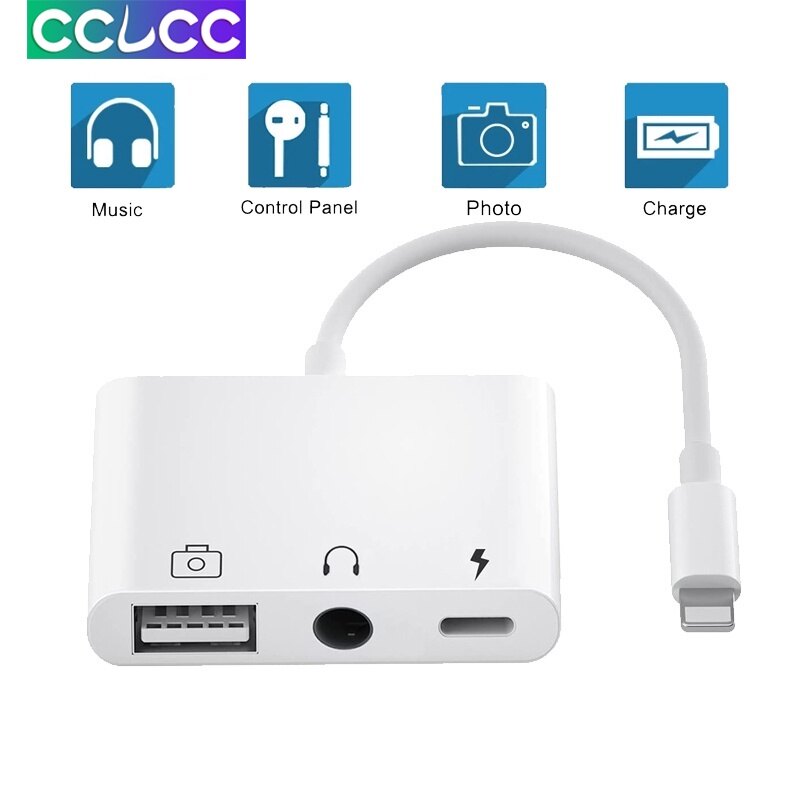 3 in 1 lightning to audio usb 3 adapter lightning to usb 3 camera card reader adapter for iphone 14 13 12 pro max 11 x xs max ipad ipod