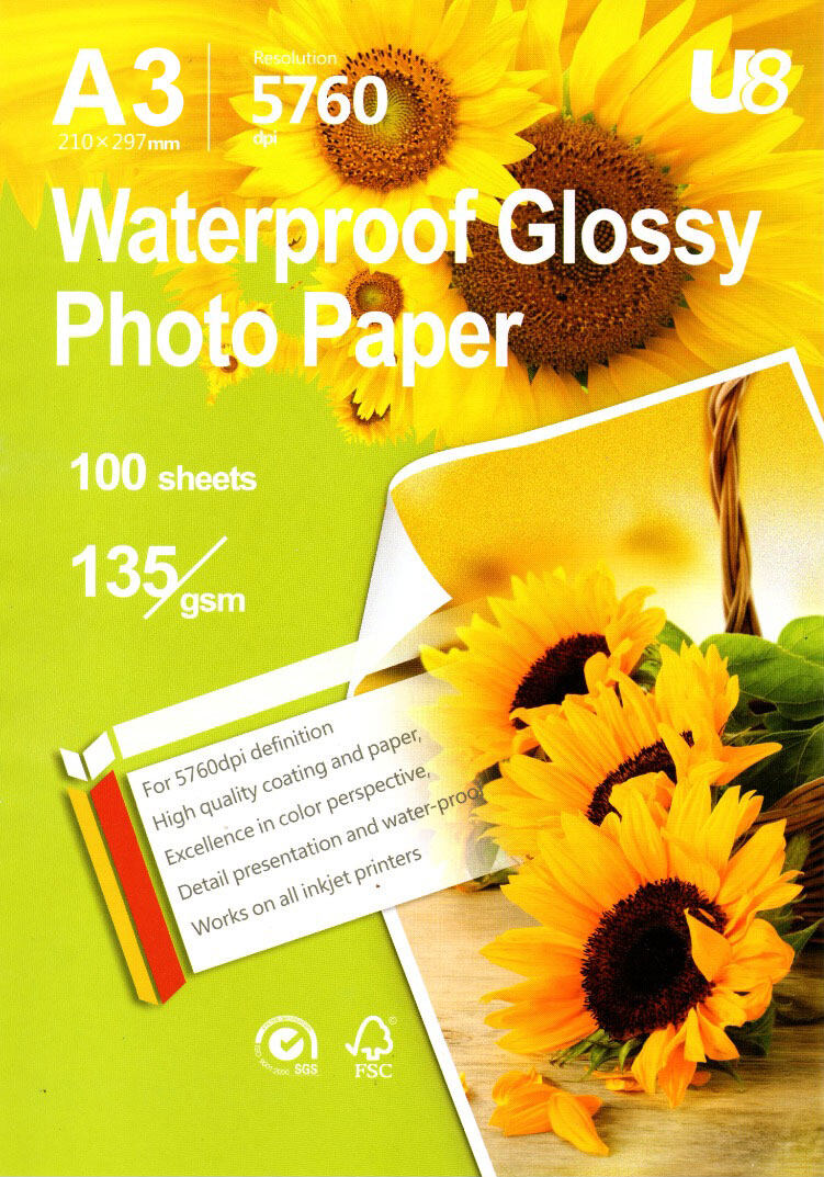 Waterproof Glossy Photo Paper (135gsm) A3 100 sheets | Lazada