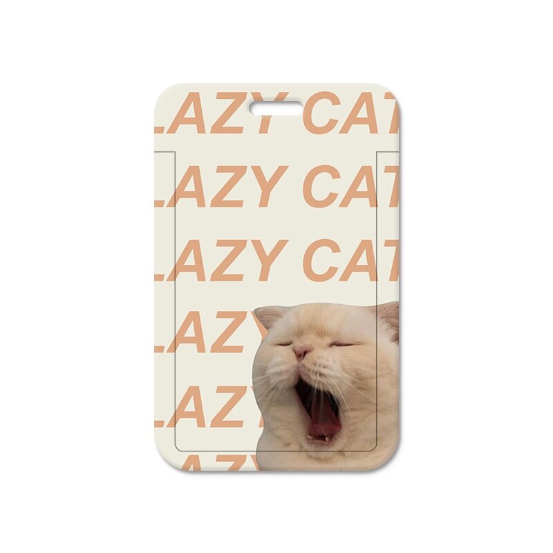 Funny cute cat card cover student canteen dinner card cover campus card bus subway access control work tag protection case worker card transparent hanging lanyard