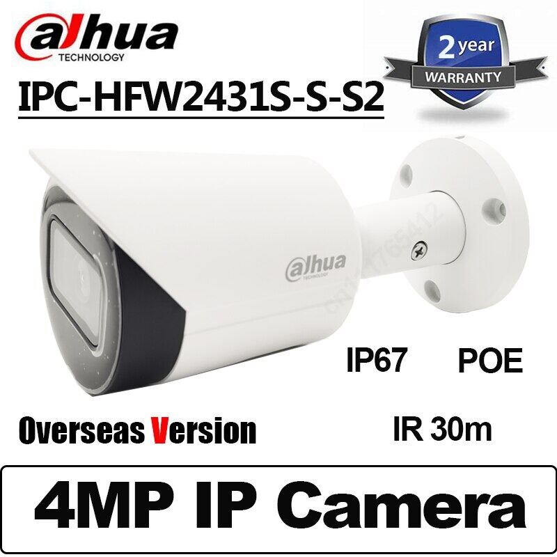 Dahua 4MP POE Ip Camera IPC-HFW2431S-S-S2 WDR IR30M Lite Fixed-Focal ...
