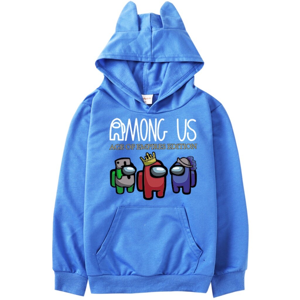 เด็กวัยรุ่นเสื้อฮู้ดแบบมีกระเป๋า Unisex ชายหญิง Hoodie เสื้อกันหนาว Among Us การ์ตูนแขนยาวพิมพ์ลายผ้าฝ้ายเสื้อเด็กเสื้อ Z1559-2