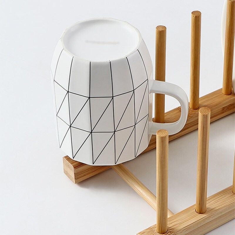{hot} Dinnerware Plate Drying Shelf Storage Organizer Kitchen Dish Drain Rack Wooden Book Cup Display Stand 8 layers Drainer Holder G