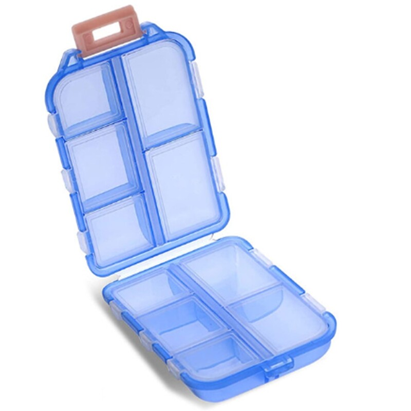 10-grid Mini Pill Storage Box Travel Portable Double-layer Folding Pill Box