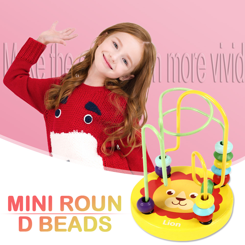 Kids Wooden Math Toy Counting Circles Bead Abacus Wire Maze Roller ...
