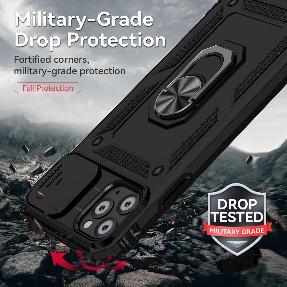 For iPhone 11 Pro Max 6.7 Phone Case,For iPhone 11 Pro 5.8 Cases,Sergeant Push Window Protection Camera Armor Ring Bracket Back Cover For iPhone 11 6.1